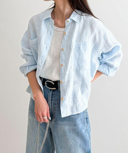 LINEN100 短款襯衫