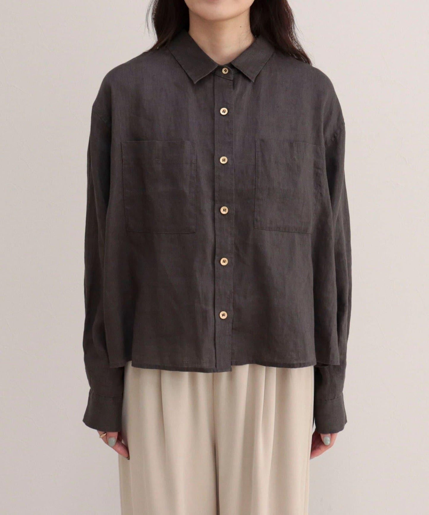LINEN100 短款襯衫