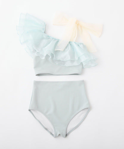 swimwear 肩部蝴蝶結單肩設計 泳裝三件套