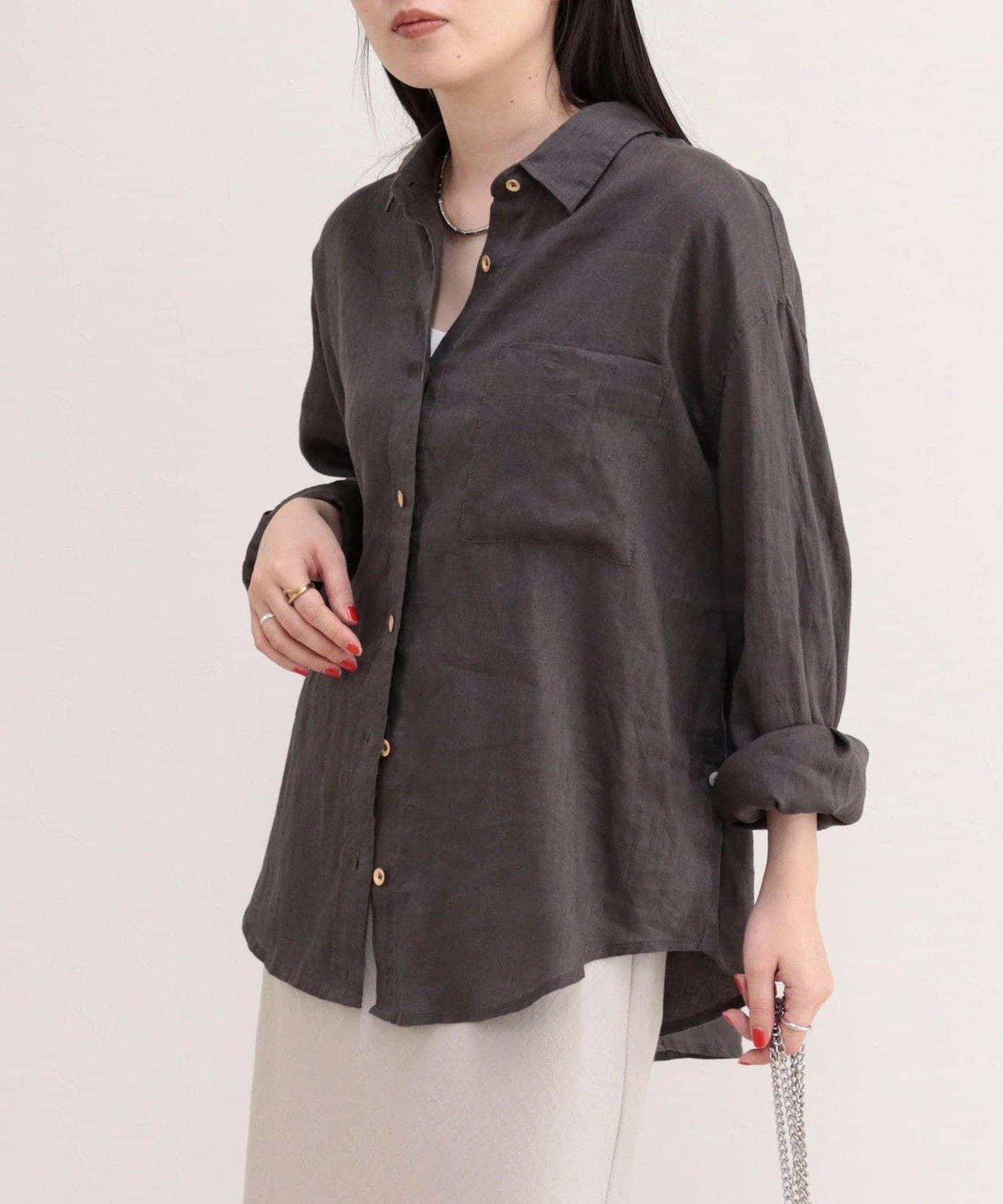 LINEN100 2WAY 裹身襯衫
