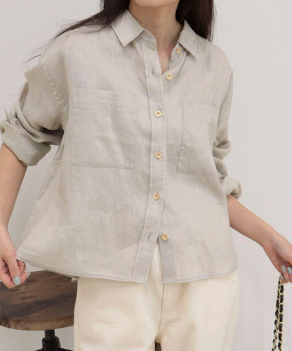 LINEN100 短款襯衫