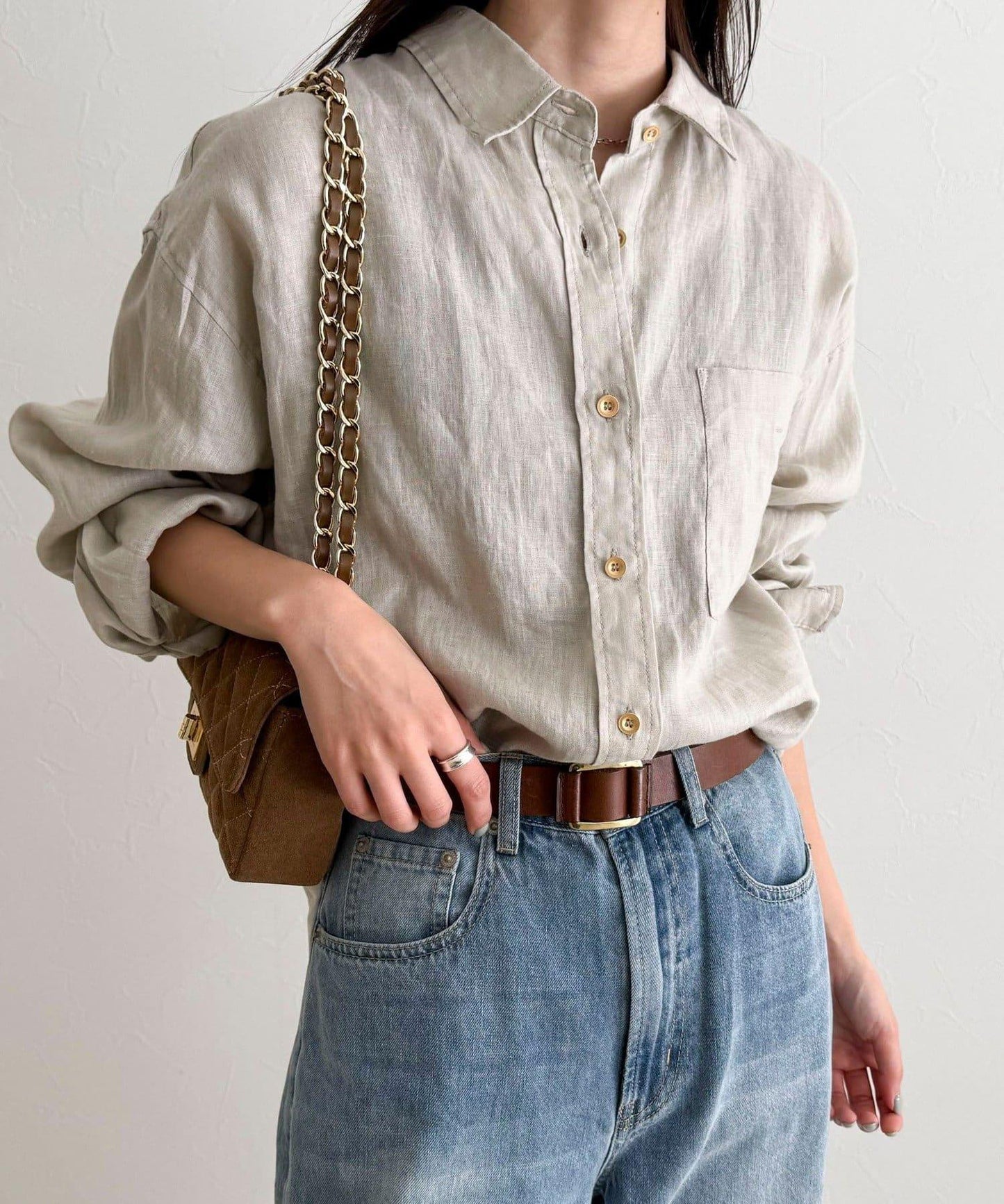 LINEN100 2WAY 裹身襯衫