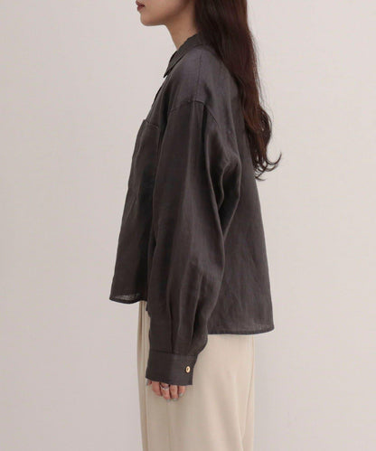 LINEN100 短款襯衫
