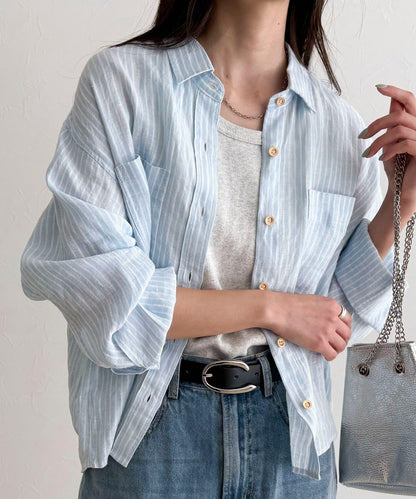 LINEN100 短款襯衫