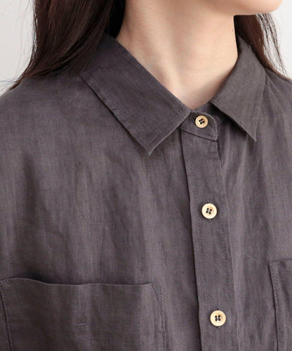 LINEN100 短款襯衫