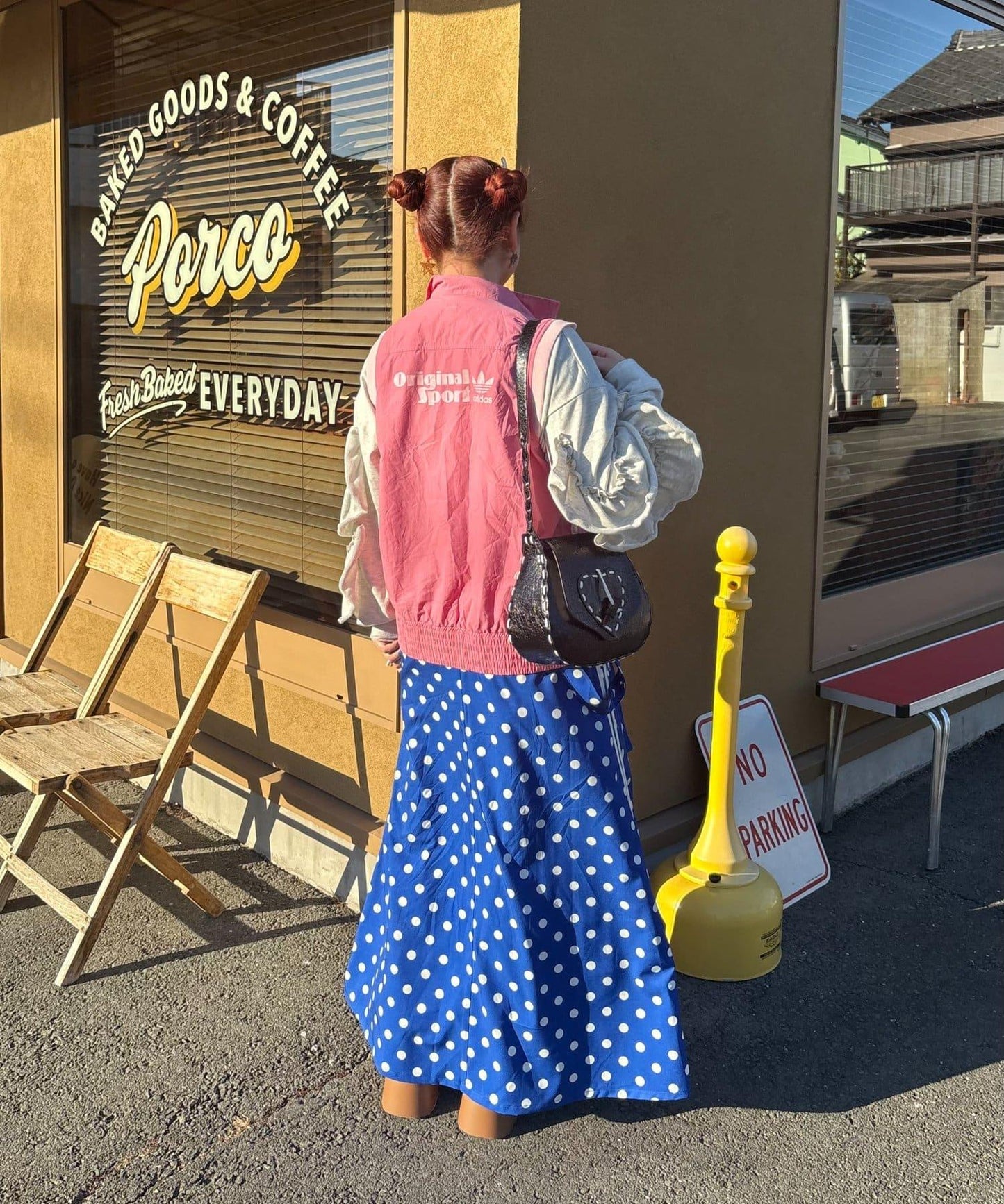hima聯名 HELLO.SANFRANCISCO/ハローサンフランシスコ 波點側邊條紋 揹帶裙