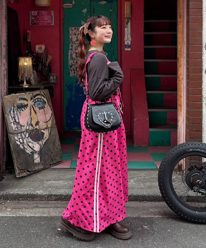 hima聯名 HELLO.SANFRANCISCO/ハローサンフランシスコ 波點側邊條紋 揹帶裙