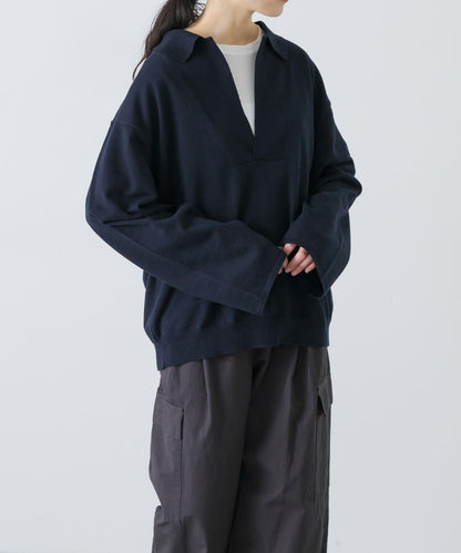 UNDECORATED LINEN/COTTON BIG KNIT TOP