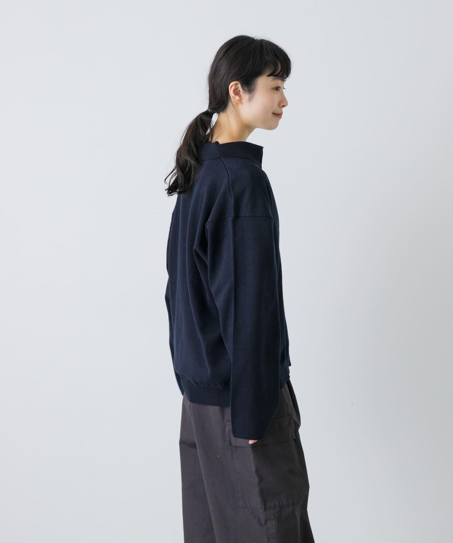 UNDECORATED LINEN/COTTON BIG KNIT TOP