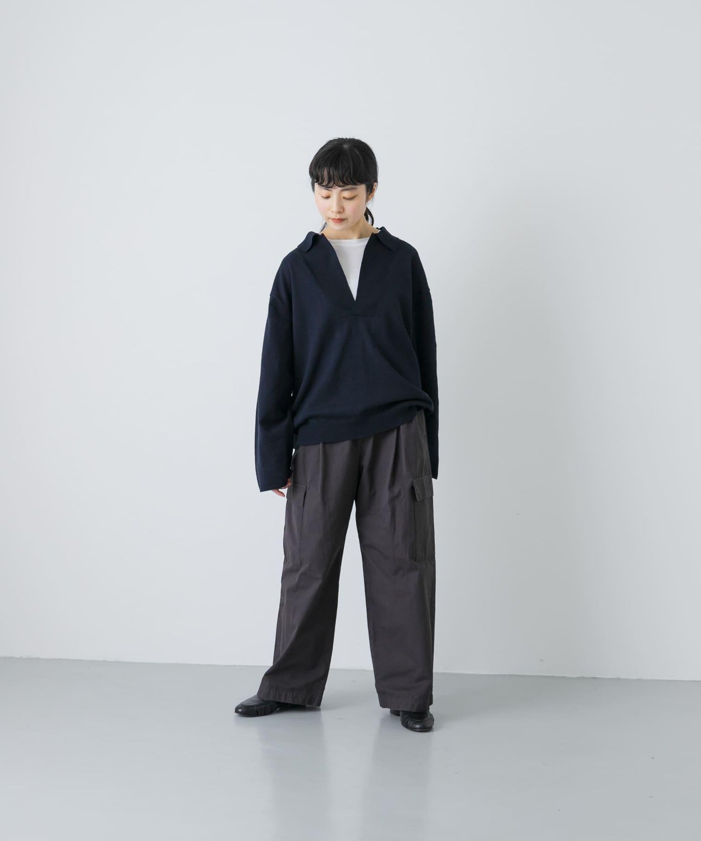 UNDECORATED LINEN/COTTON BIG KNIT TOP