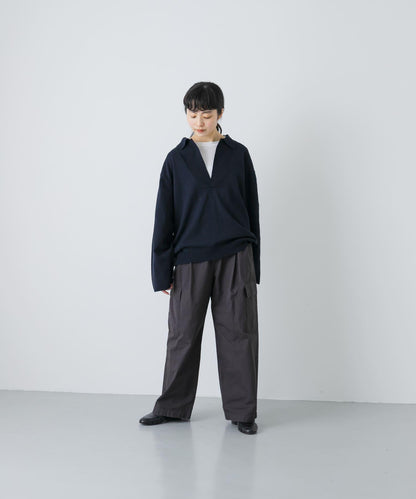 UNDECORATED LINEN/COTTON BIG KNIT TOP