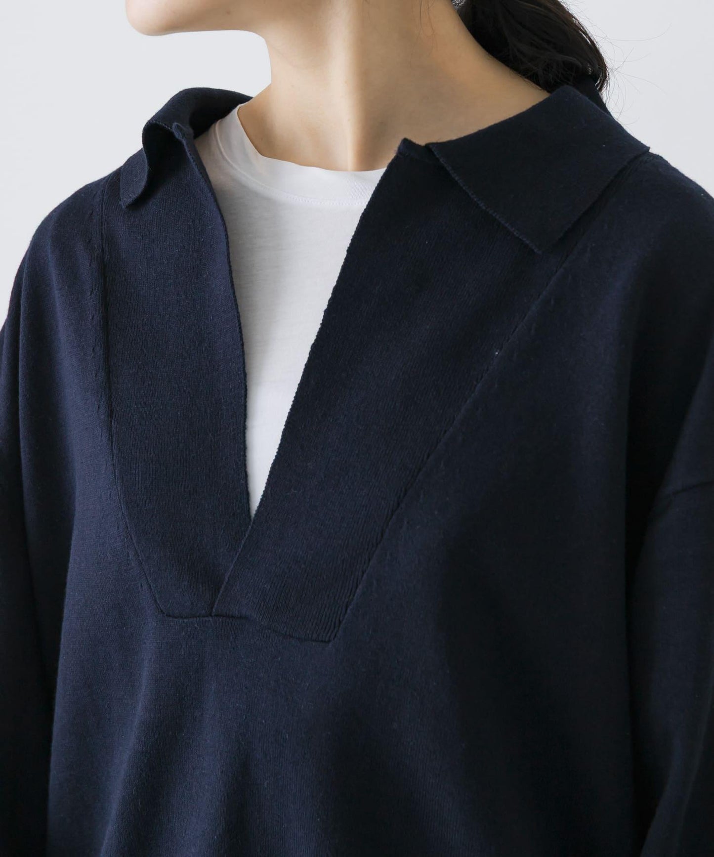 UNDECORATED LINEN/COTTON BIG KNIT TOP