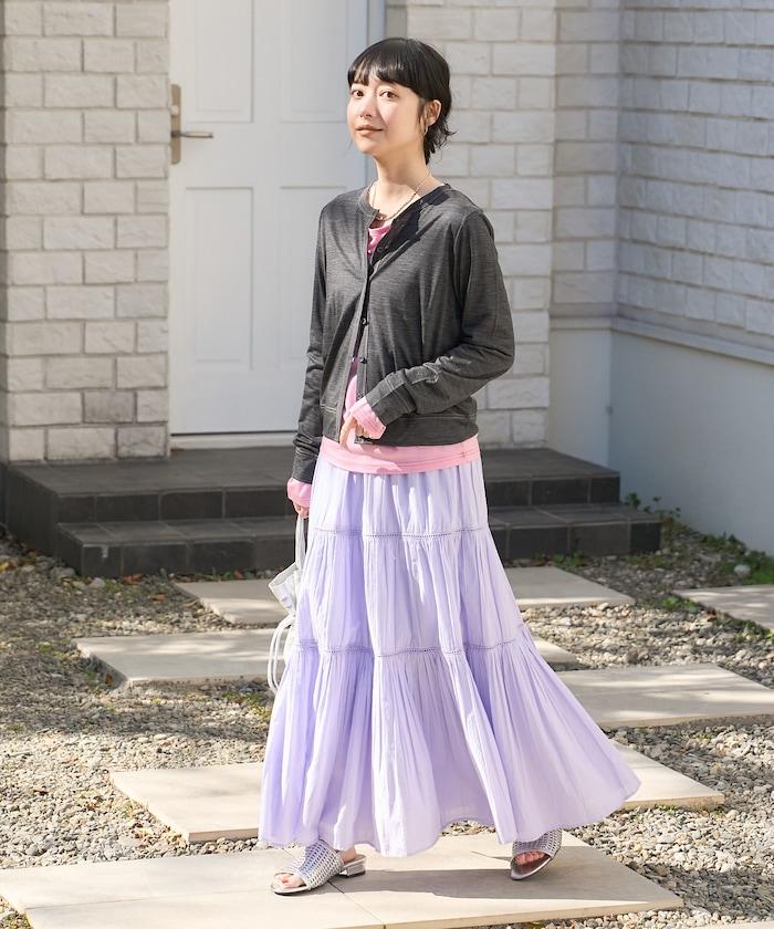 印度梯子蕾絲 層疊設計 長款半身裙