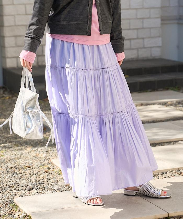 印度梯子蕾絲 層疊設計 長款半身裙