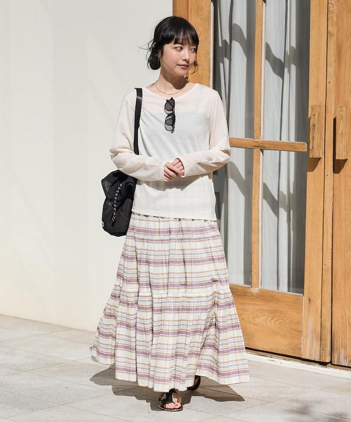 印度梯子蕾絲 層疊設計 長款半身裙