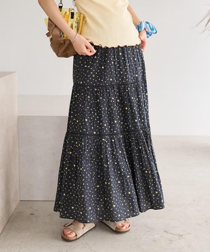 印度梯子蕾絲 層疊設計 長款半身裙