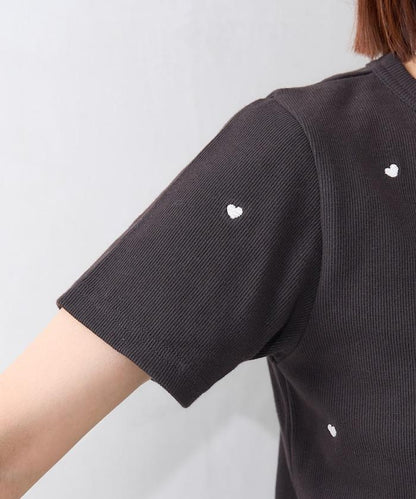 小心心刺繡 羅紋 T恤
