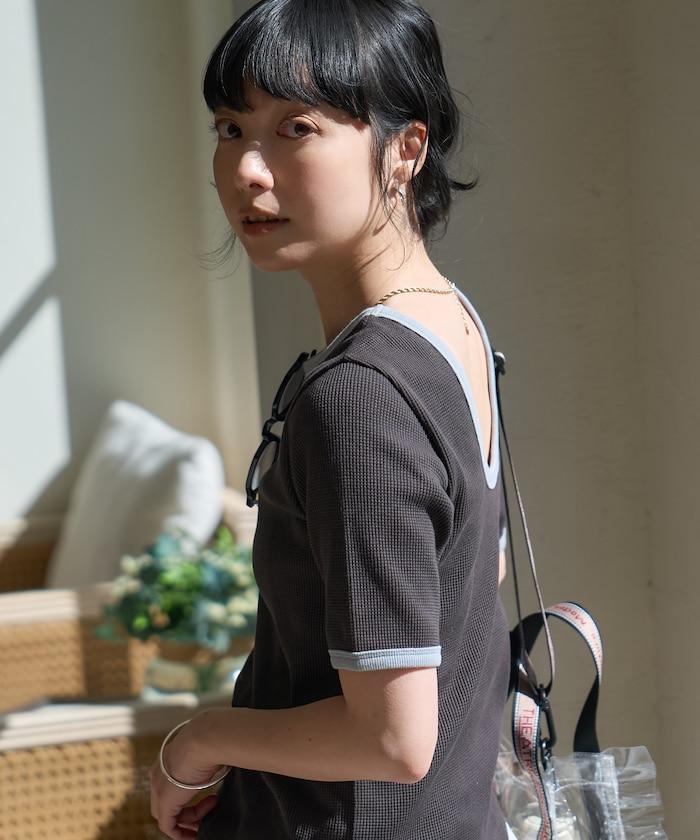 華夫格 後背開口 T恤