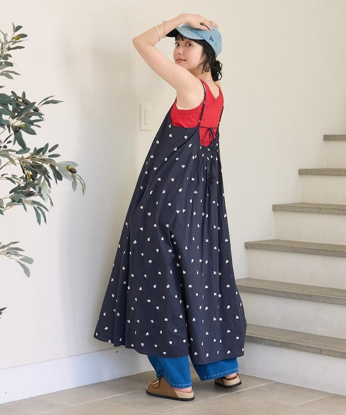 印度小花刺繡吊帶連衣裙
