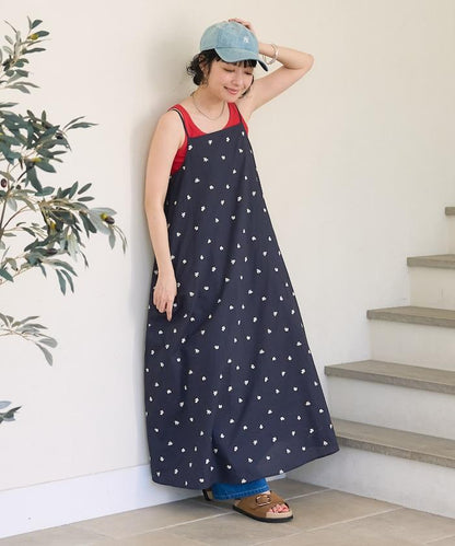 印度小花刺繡吊帶連衣裙