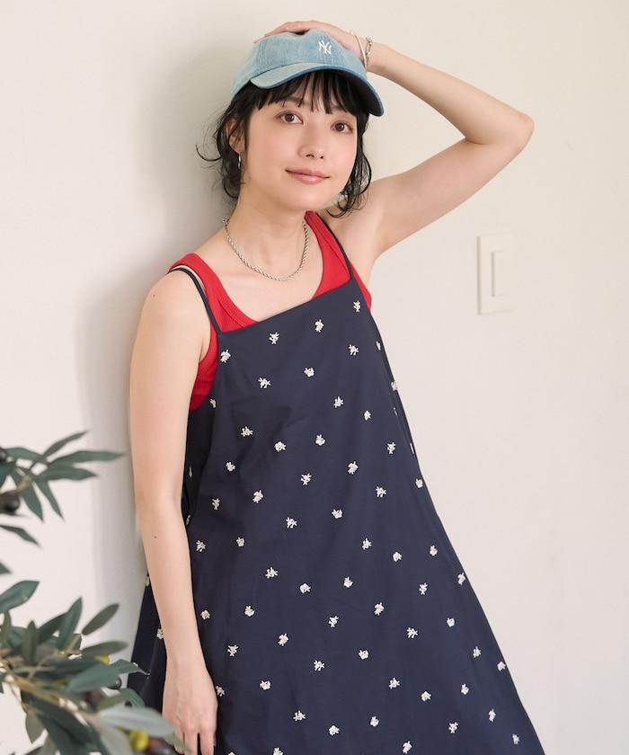 印度小花刺繡吊帶連衣裙
