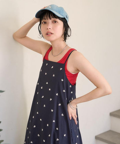 印度小花刺繡吊帶連衣裙