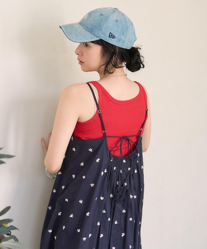 印度小花刺繡吊帶連衣裙
