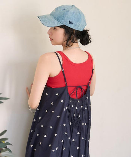 印度小花刺繡吊帶連衣裙