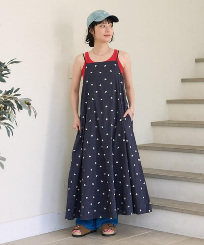 印度小花刺繡吊帶連衣裙