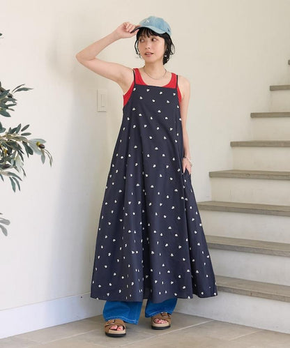 印度小花刺繡吊帶連衣裙