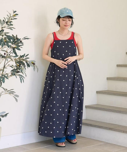 印度小花刺繡吊帶連衣裙
