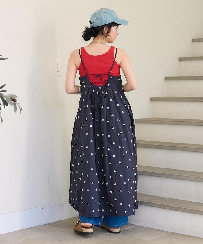 印度小花刺繡吊帶連衣裙