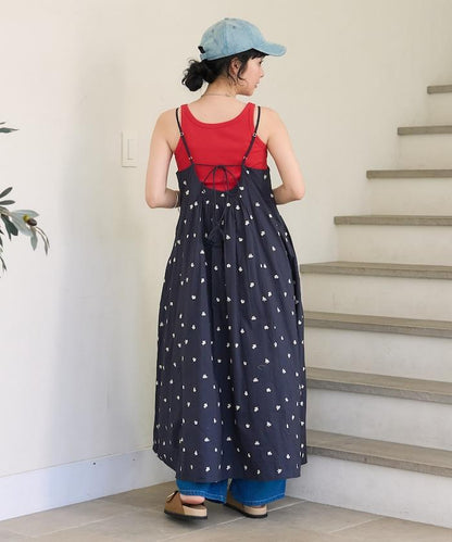 印度小花刺繡吊帶連衣裙