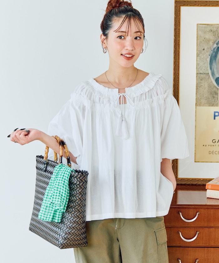 印度風荷葉邊開領襯衫