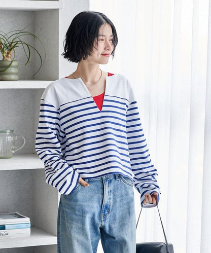 巴斯克條紋 V領套頭上衣