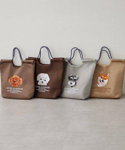 網眼動物刺繡編繩托特包