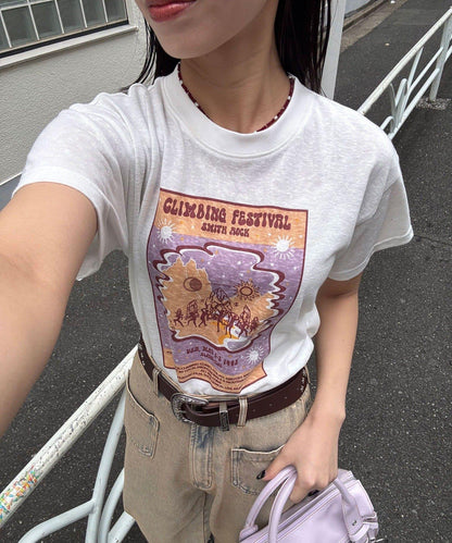 復古風棉結紋理T恤