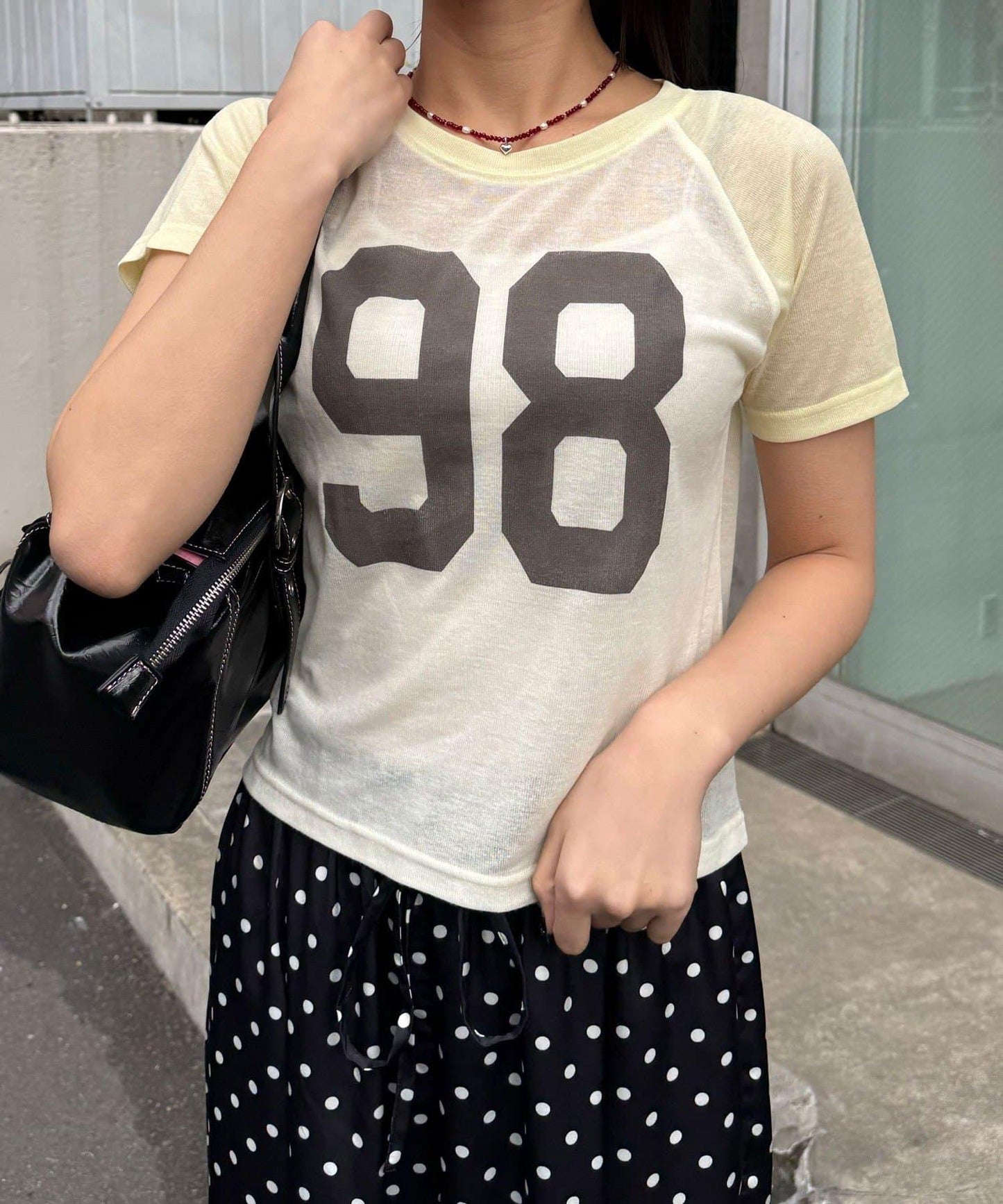 合身數字印花插肩袖T恤