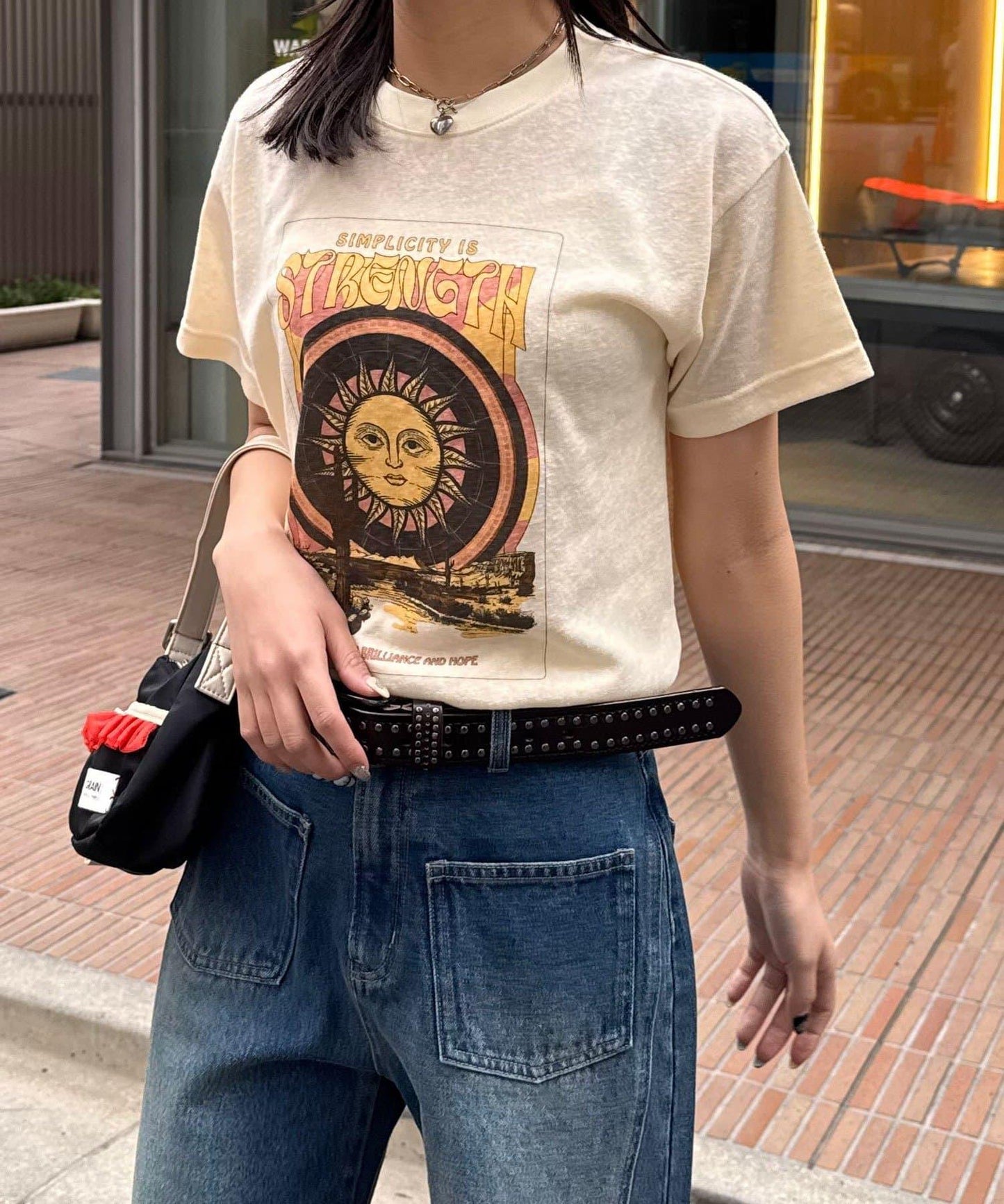 復古風棉結紋理T恤