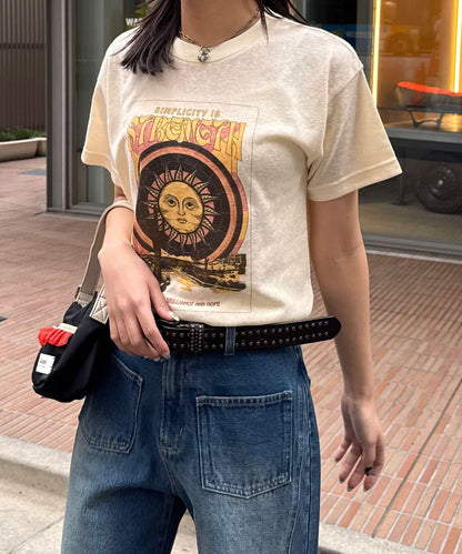 復古風棉結紋理T恤