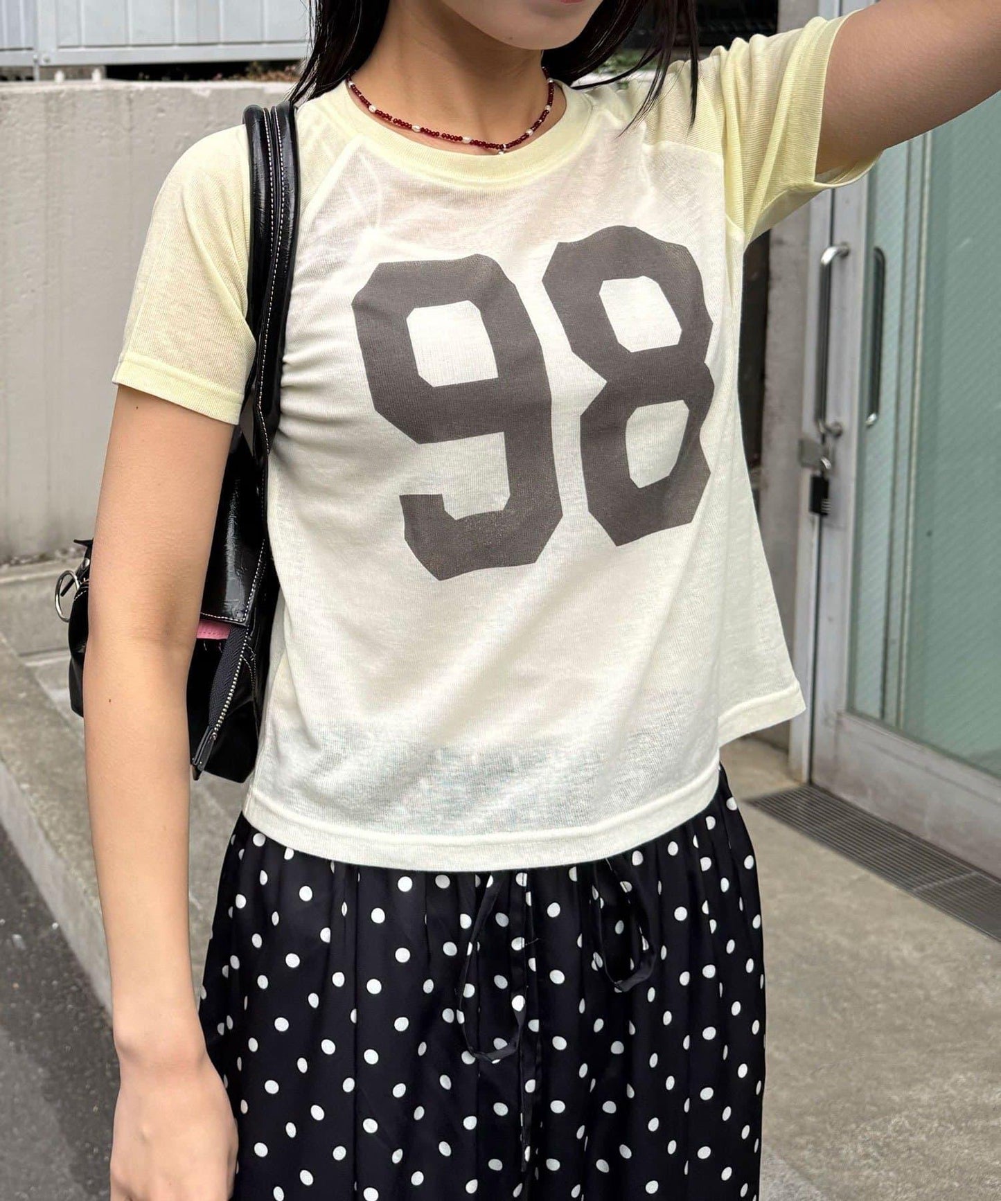 合身數字印花插肩袖T恤
