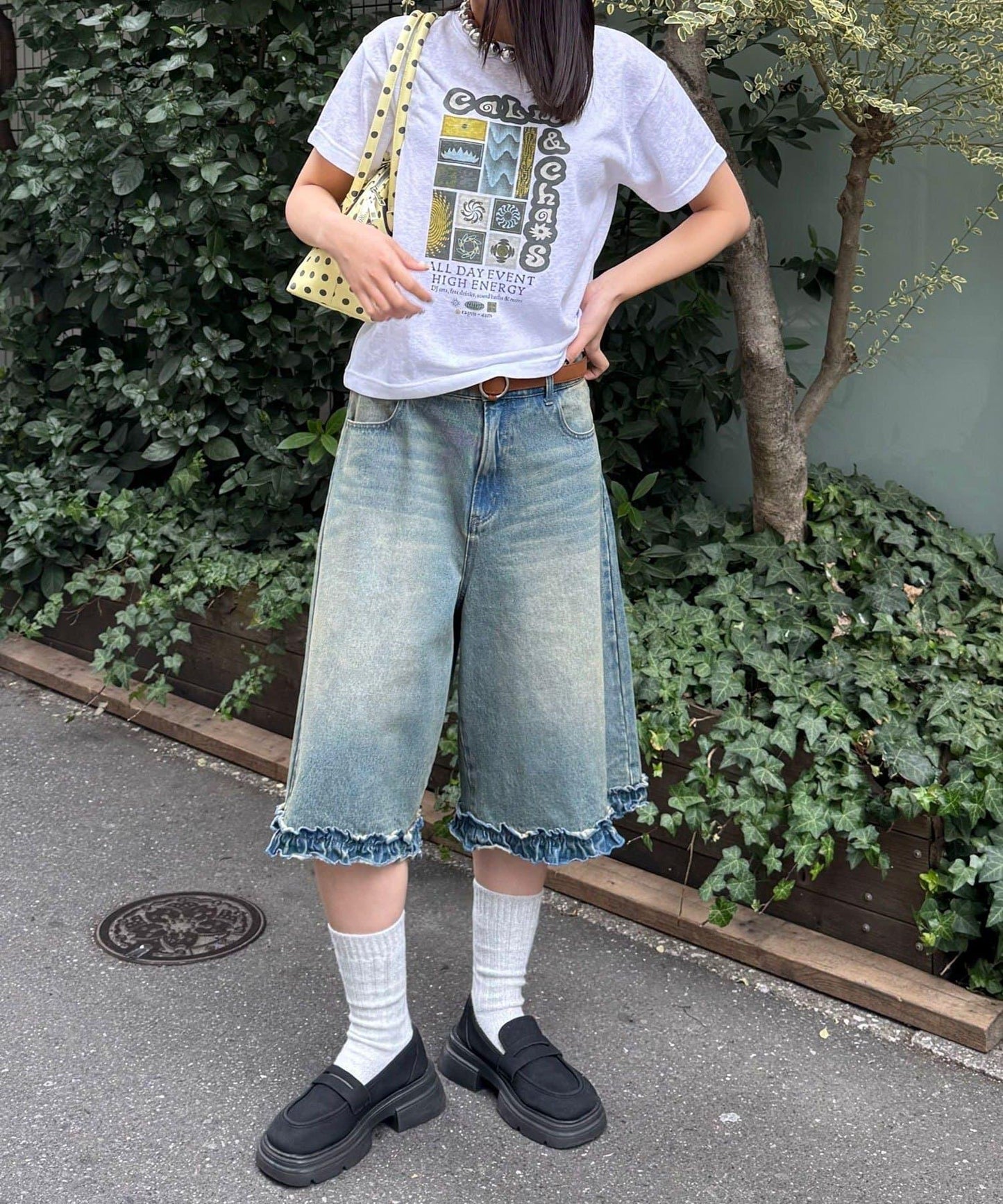 復古風棉結紋理T恤