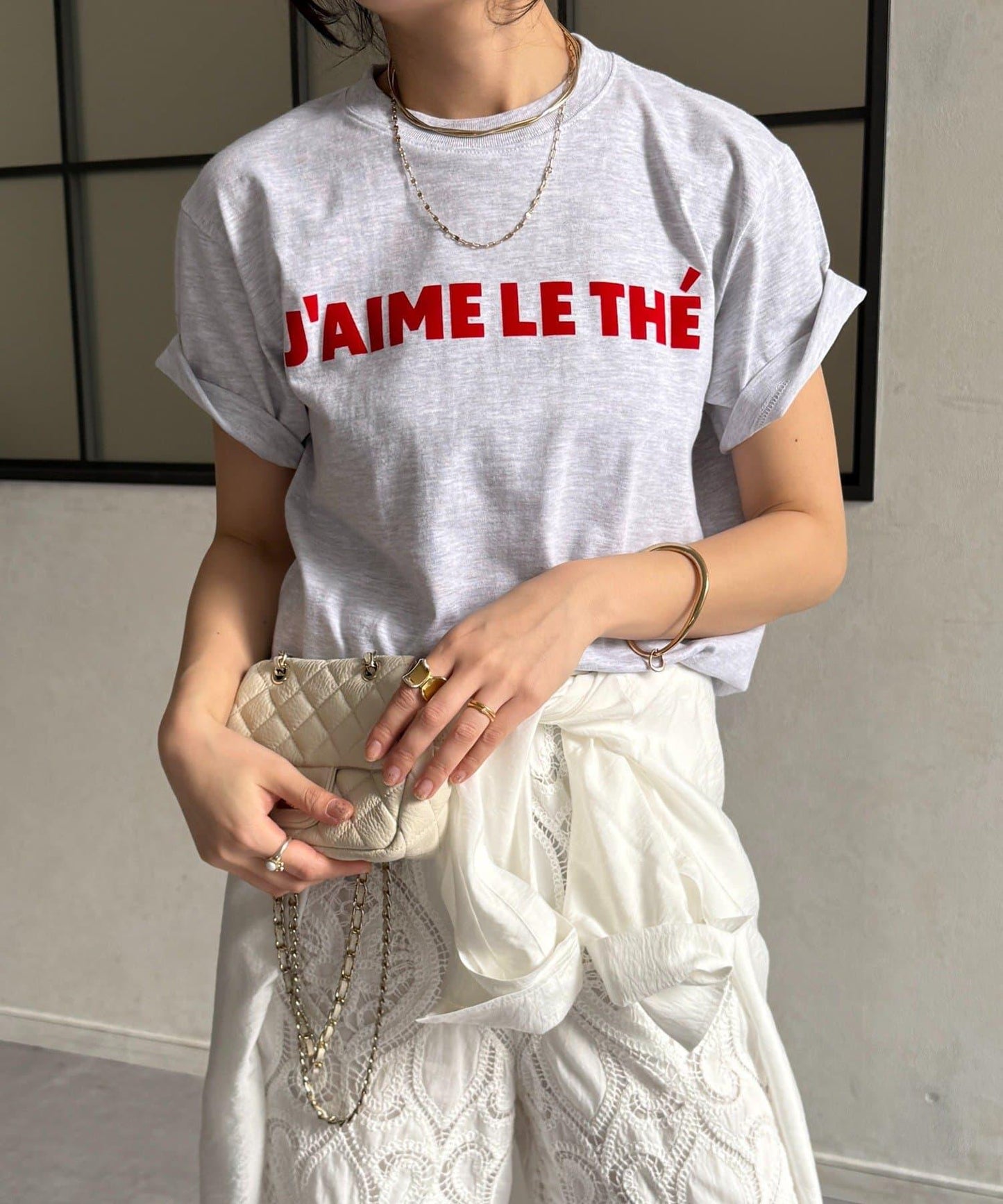 JAIMELETHE 植絨logo字母設計 T恤