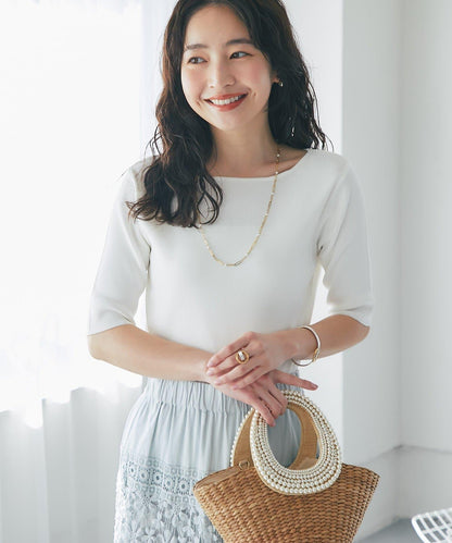 涼感UV全針織 五分袖針織上衣（復刻款 新色黃色）