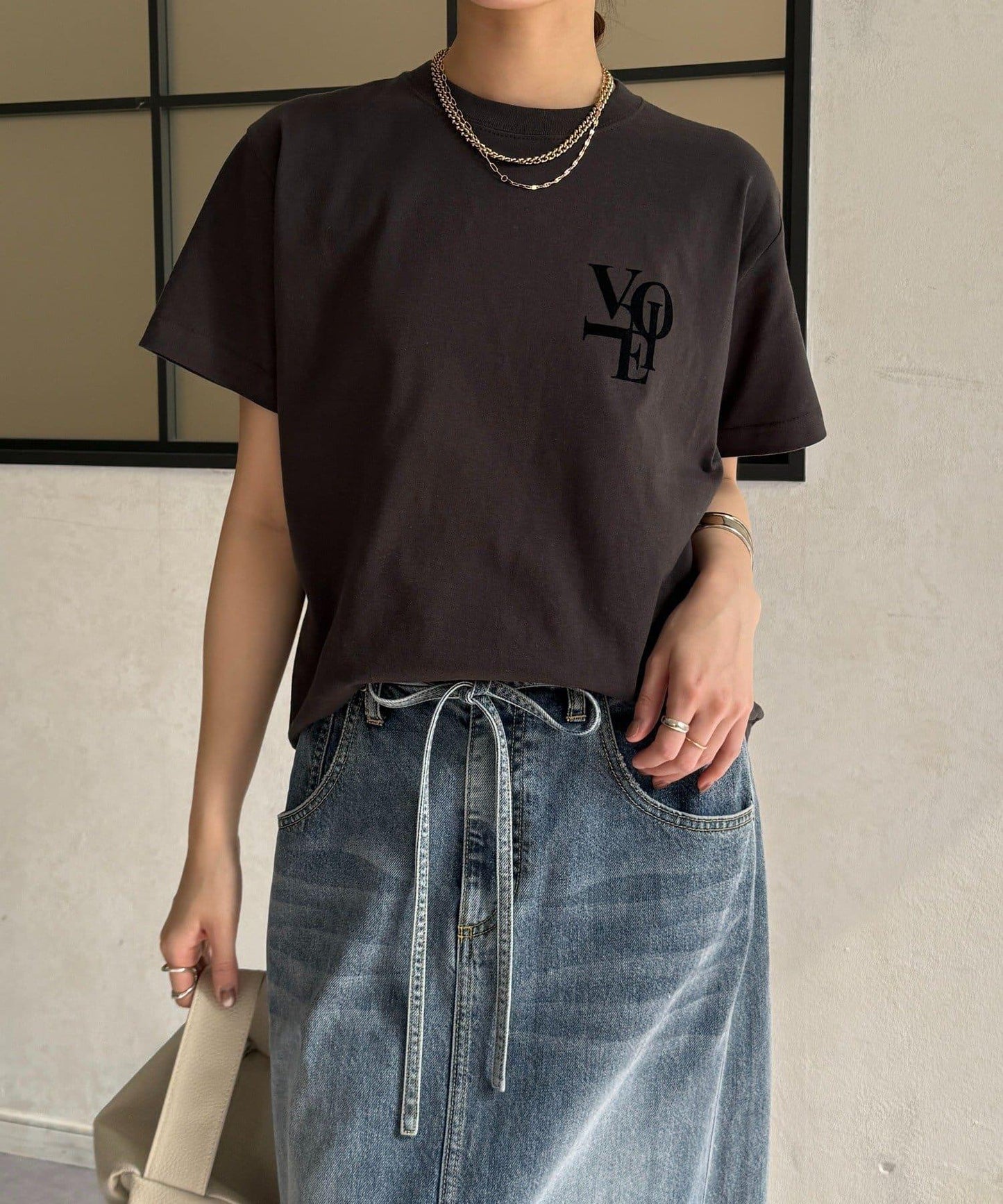 voile 小圖案植絨Logo T恤