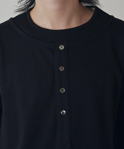 疊搭亨利領長袖T恤