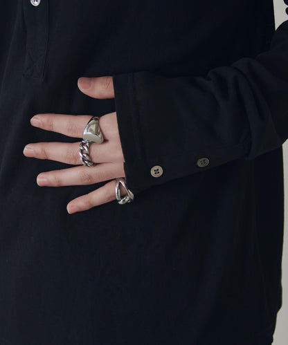 疊搭亨利領長袖T恤