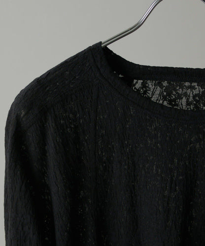 拼接透紗套頭上衣