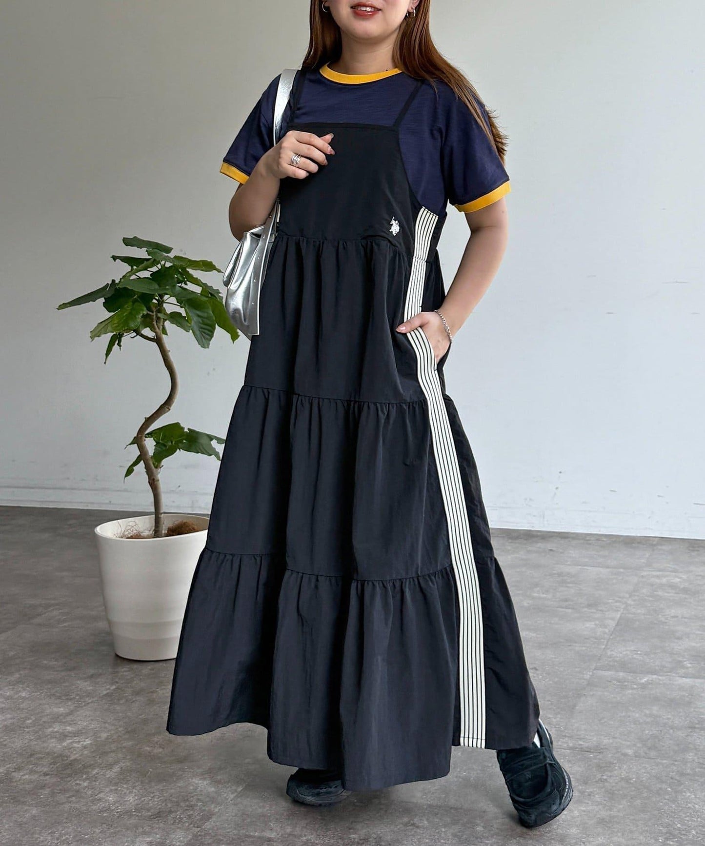 U.S. POLO ASSN 尼龍層疊吊帶連衣裙