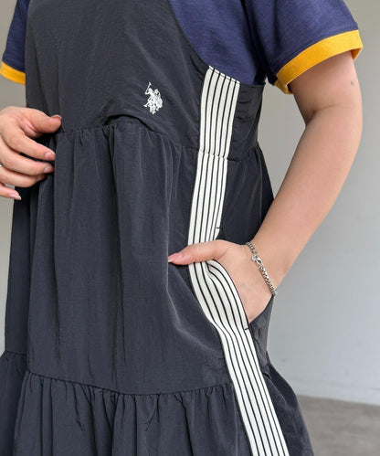 U.S. POLO ASSN 尼龍層疊吊帶連衣裙